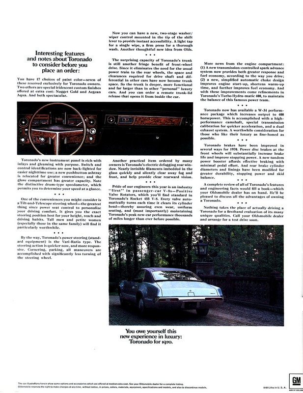 1970 Oldsmobile Toronado Brochure Page 5